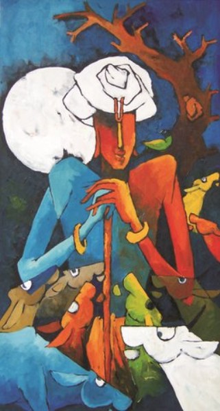Krishna and the moon